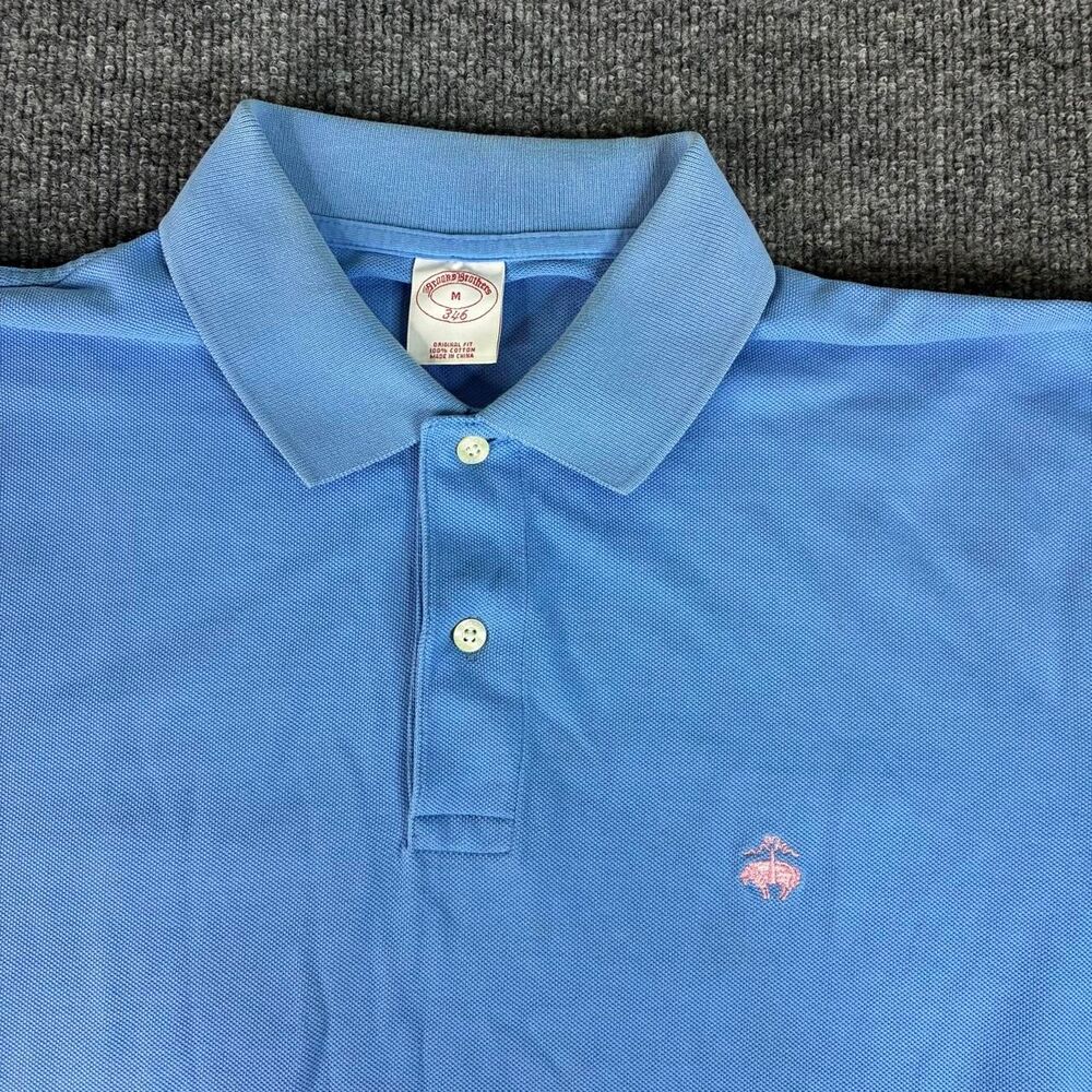 Brooks Brothers 346 Polo Shirt Mens Medium Blue Original Fit Cotton Logo